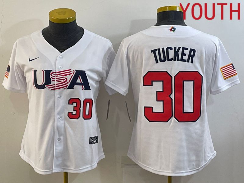 Youth 2023 World Cub USA 30 Tucker White MLB Jersey5